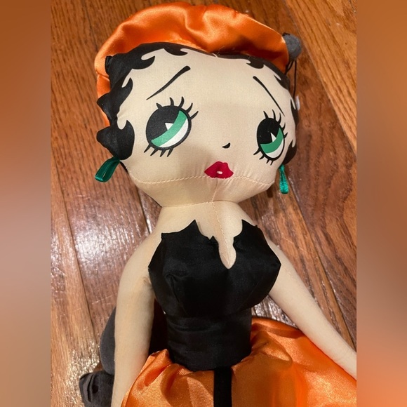 Vtg Betty Boop Cloth Halloween Doll 17" Orange Costume Dress Bat Spider 2003 - Picture 1 of 9